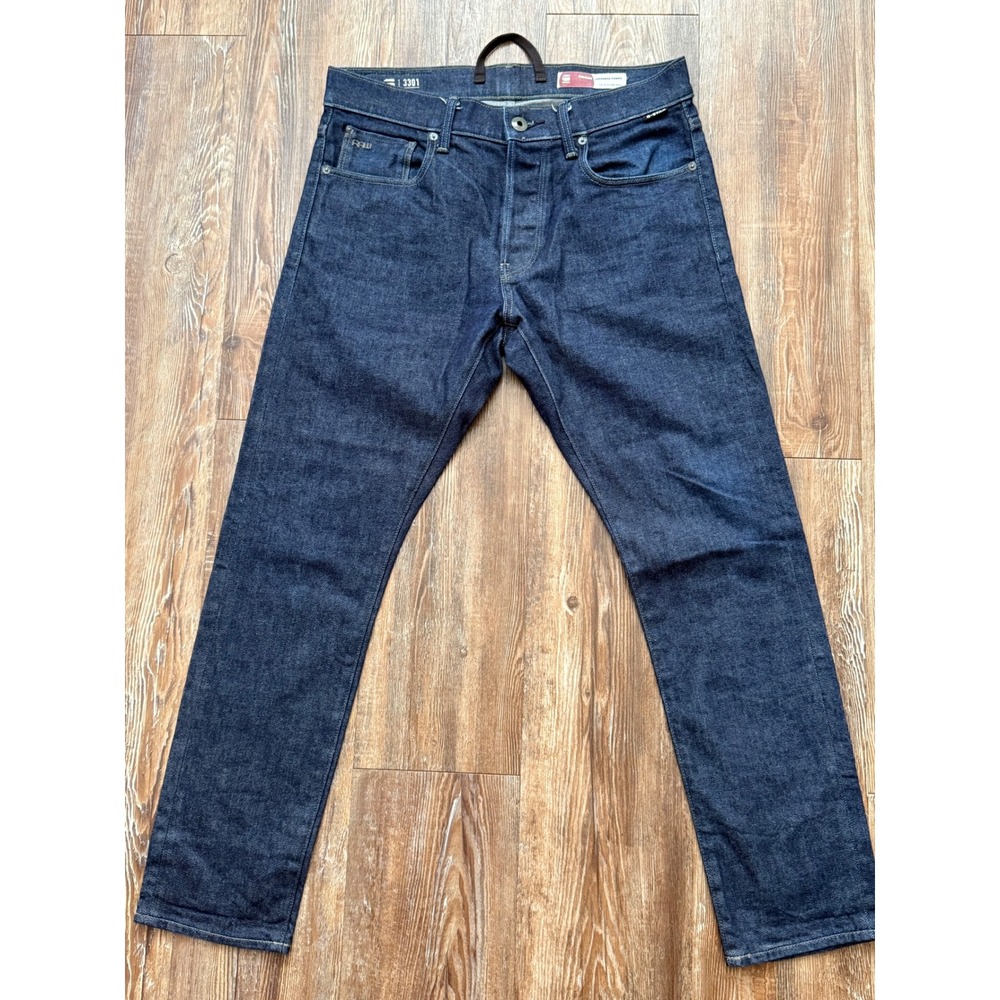 G-Star Raw 3301 Slim Selvedge Japanese Fabric Jeans Dark Indigo 32x30 D22283